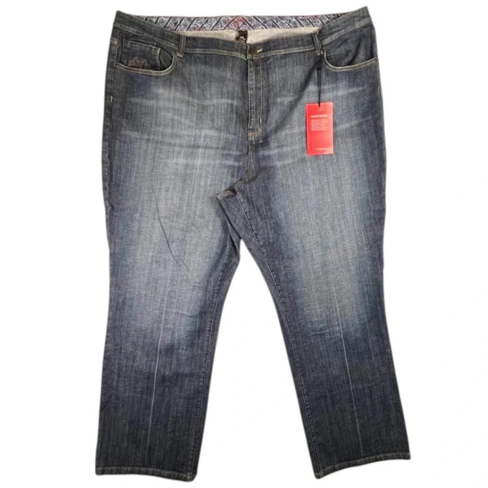 Lane Bryant Jeans 32 Bootcut Stretch Denim‎ Medium Wash Embroidered Pocket NWT